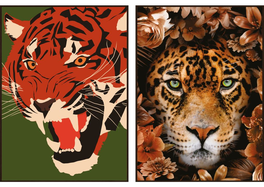 DKD Home Decor Cuadro Moderno Multicolor Tigre Leopardo Lienzo PS 72 x 52 x 2.7 cm (2 Unidades)