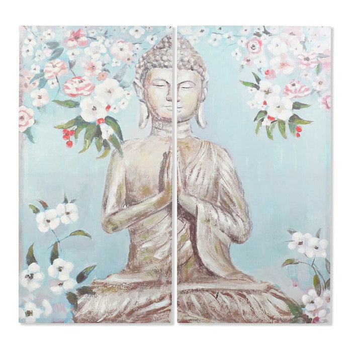 DKD Home Decor Set de 2 Cuadros de Lienzo Buda Pintado a Mano 140x140 cm DKD Home Decor Set de 2 Cuadros de Lienzo Buda Pintado a Mano 140x140 cm