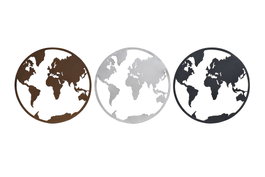DKD Home Decor Decoración de Pared Metal Mapa Mundi Pack de 3