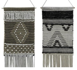 DKD Home Decor Decoración de Pared de Algodón con Flecos, Surtido de 2 Piezas