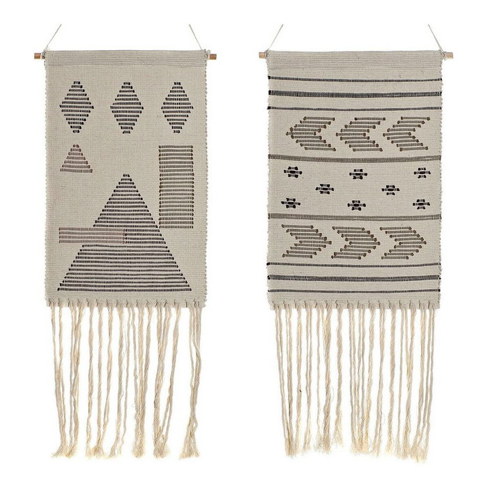 DKD Home Decor Decoracion Pared Boho Crema Negro Algodon Geometrico 64 x 46 x 1 cm (2 Unidades) DKD Home Decor Decoracion Pared Boho Crema Negro Algodon Geometrico 64 x 46 x 1 cm (2 Unidades)