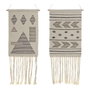 DKD Home Decor Decoracion Pared Boho Crema Negro Algodon Geometrico 64 x 46 x 1 cm (2 Unidades)