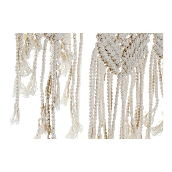 DKD Home Decor Espejo Algodón Macramé Blanco 75x75 cm