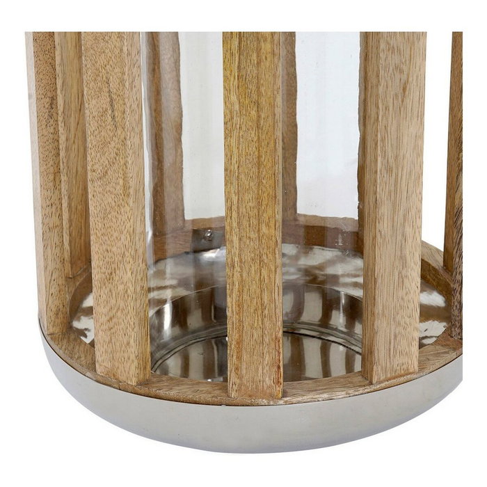 DKD Home Decor Farola de Metal, Madera y Cristal Plateada y Marrón