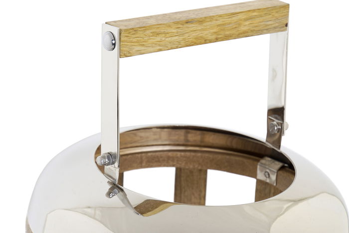 DKD Home Decor Farola Plateado Marron Metal Madera Cristal 22 x 44 x 22 cm