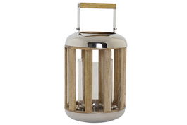 DKD Home Decor Farola Plateado Marron Metal Madera Cristal 22 x 44 x 22 cm