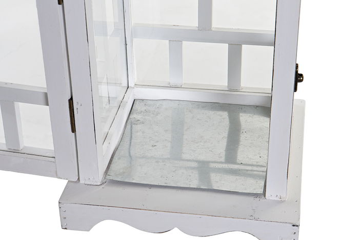 DKD Home Decor Farola Tradicional Blanco Pino y Cristal 22.5 x 47 x 22.5 cm