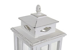 DKD Home Decor Farola Tradicional Blanco Pino y Cristal 22.5 x 47 x 22.5 cm