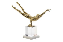 DKD Home Decor Figura de Gimnasta en Resina y Cristal Dorado