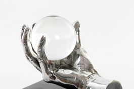 DKD Home Decor Figura Glam Mano Resina Cristal Dorado Plateado 14 x 18 x 20 cm (2 Unidades)