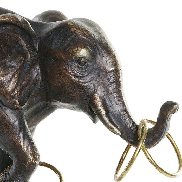 DKD Home Decor Figura de Elefante en Resina y Metal Negro y Dorado