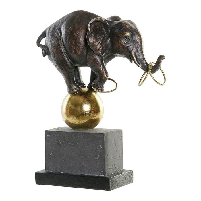 DKD Home Decor Figura de Elefante en Resina y Metal Negro y Dorado