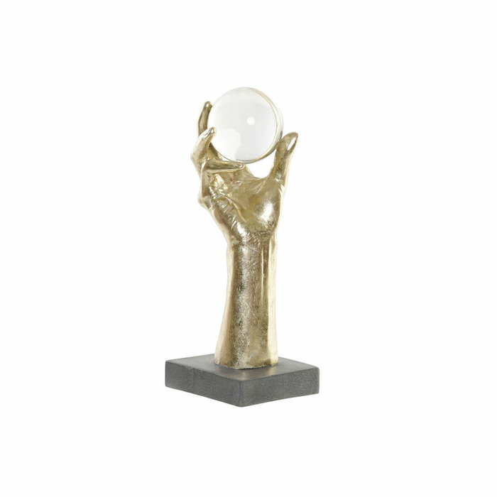 DKD Home Decor Figura de Mano en Resina y Cristal Dorado