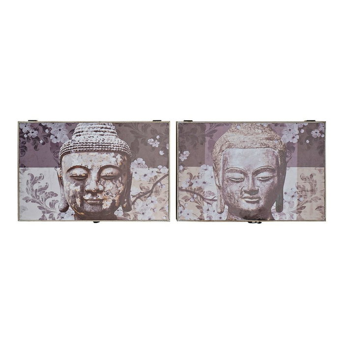 DKD Home Decor Tapa Contador MDF Buda Gris (Pack de 2)