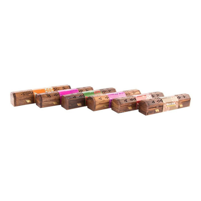 DKD Home Decor Soporte Incienso Set de 20 (6 Unidades), Bambú y Madera, Mandala