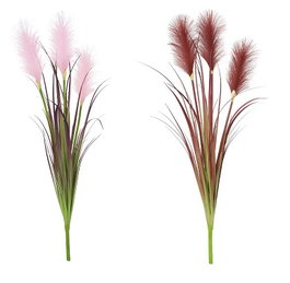 DKD Home Decor Planta de PVC Carrizo Surtido de 2 Unidades (12x12x106 cm) de Colores Burdeos, Rosa Palo y Verde