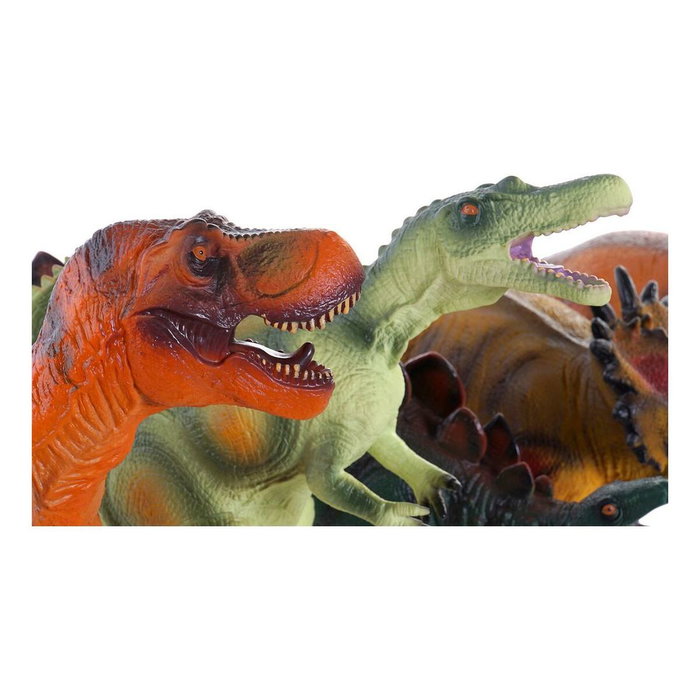 DKD Home Decor Set de 6 Dinosaurios de PVC Blando Multicolor