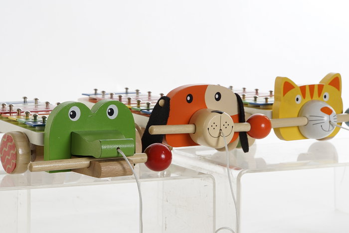 DKD Home Decor Xilofono Infantil Multicolor Madera Metal Animales 27 x 8.5 x 13.6 cm (3 Unidades)