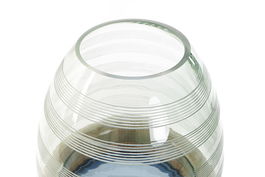 DKD Home Decor Jarrón Moderno Azul Marino Marron Cristal Madera 21 x 43 x 21 cm