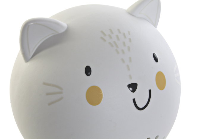DKD Home Decor Lámpara Sobremesa Kids Fantasia Gatito Porcelana LED Blanco 15 x 14 x 16 cm