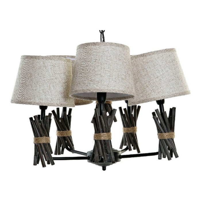 DKD Home Decor Lámpara de Techo en Metal y Poliéster Gris y Beige 55x55x100 cm DKD Home Decor Lámpara de Techo en Metal y Poliéster Gris y Beige 55x55x100 cm
