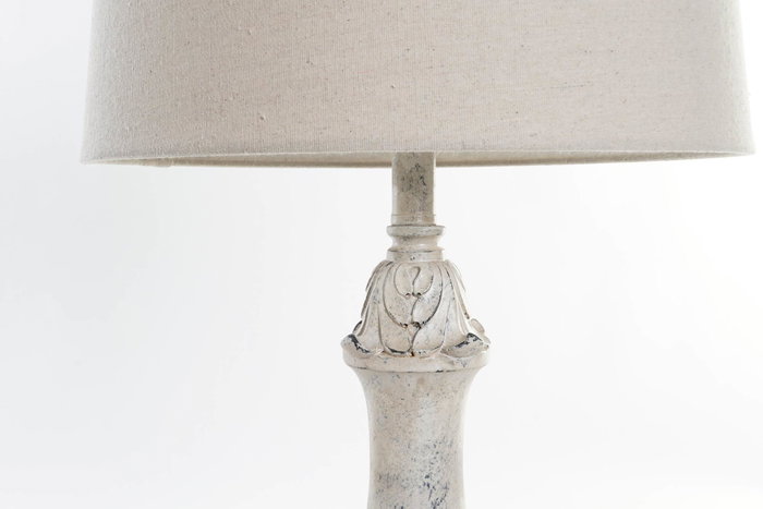DKD Home Decor Lámpara de Sobremesa Neoclásica en Blanco Rozado Beige 38 x 38 x 73 cm con Portalámparas E27 - Acabado Desgastado