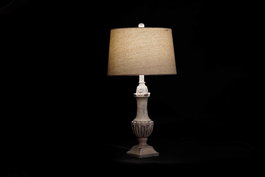 DKD Home Decor Lámpara de Sobremesa Neoclásica en Blanco Rozado Beige 38 x 38 x 73 cm con Portalámparas E27 - Acabado Desgastado