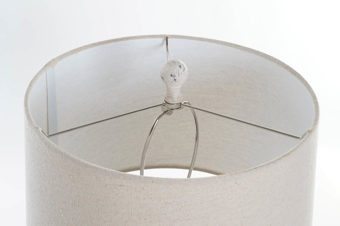 DKD Home Decor Lámpara de Sobremesa Neoclásica en Blanco Rozado Beige 38 x 38 x 73 cm con Portalámparas E27 - Acabado Desgastado