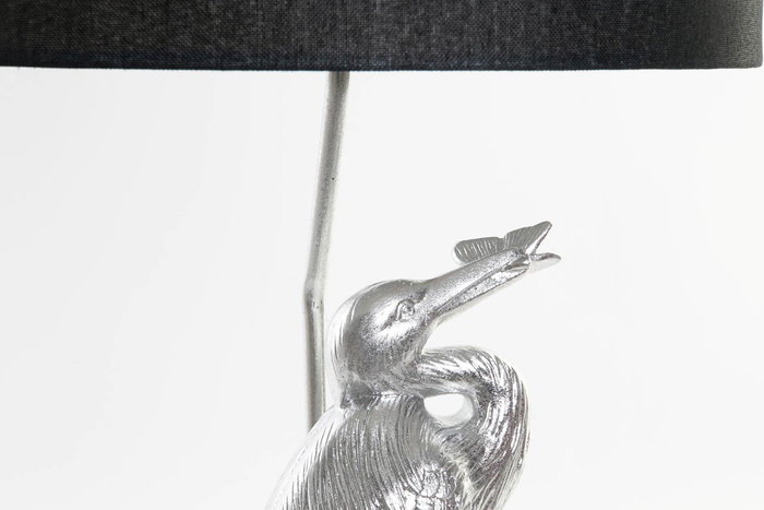 DKD Home Decor Lámpara Sobremesa Oriental Plateado Negro 33 x 74 x 33 cm