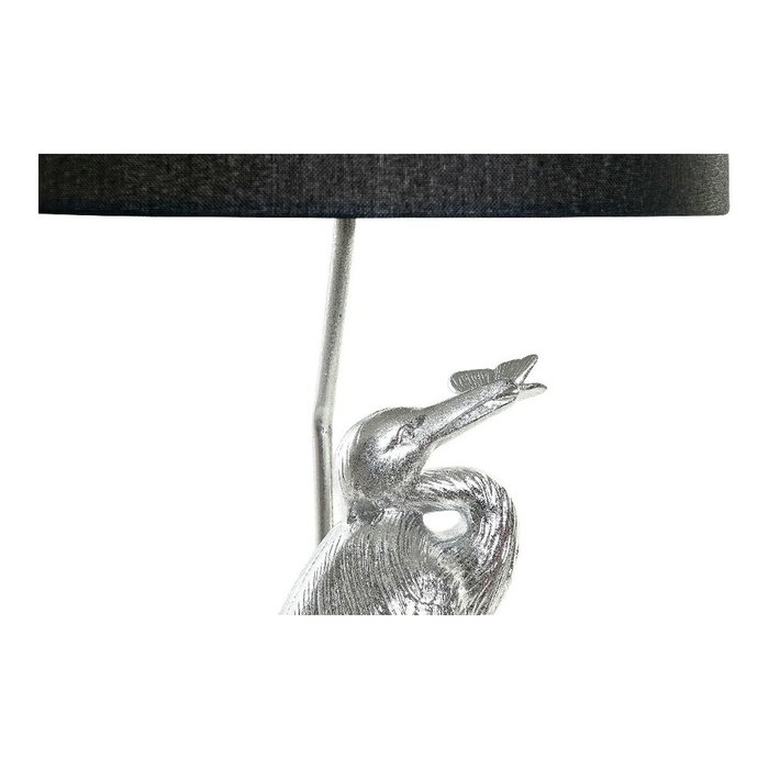 DKD Home Decor Lámpara de Sobremesa Garza Plateada y Negra