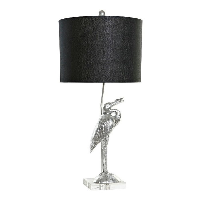 DKD Home Decor Lámpara de Sobremesa Garza Plateada y Negra