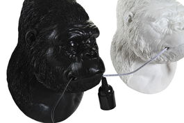 DKD Home Decor Aplique Moderno Blanco Negro Gorila 19 x 32 x 23 cm (2 Unidades)