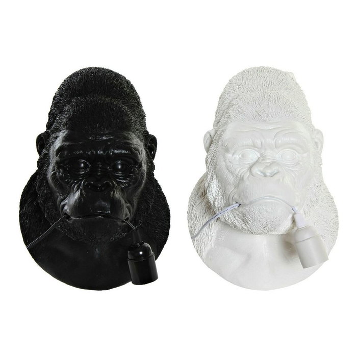 DKD Home Decor Lámpara Aplique Resina Gorila Surtido de 2 Piezas Blanco y Negro