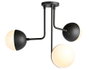 DKD Home Decor Lámpara de Techo de Metal y Cristal con Bolas en Negro y Blanco