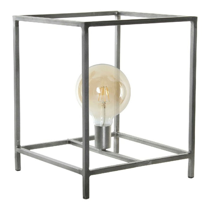 DKD Home Decor Lámpara de sobremesa de metal gris oscuro