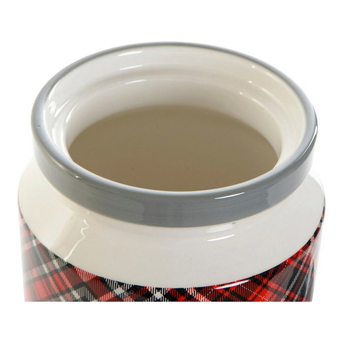 DKD Home Decor Bote de Dolomita Tartan Rojo 2,35 L