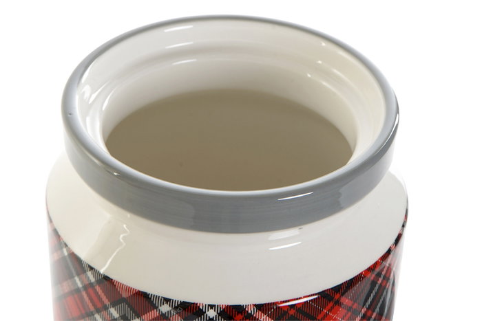 DKD Home Decor Bote Alpino Dolomite Rojo Negro Gris 15 x 22 x 15 cm