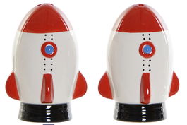 DKD Home Decor Salero y Pimentero Blanco Rojo 7 x 9 x 6.5 cm Set de 2 Piezas