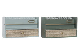 DKD Home Decor Organizador Tropical Home Office Verde Menta Verde Oscuro 9 x 17 x 30 cm (2 Unidades)