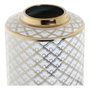 DKD Home Decor Jarrón de Porcelana SCRAT Blanco y Dorado 18x18x30,5 cm