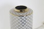 DKD Home Decor Jarrón Glam Blanco Dorado Porcelana 18 x 30.5 x 18 cm