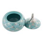 DKD Home Decor Joyero de Porcelana Turquesa con Tapa Cromado