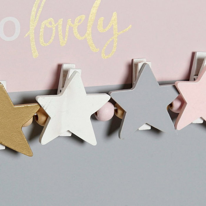 DKD Home Decor Memo de Fotos MDF 40x1x24 Estrellas Gris y Rosa DKD Home Decor Memo de Fotos MDF 40x1x24 Estrellas Gris y Rosa