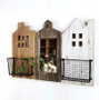 DKD Home Decor Revistero de Paulownia y Metal Casas 3D Marrón