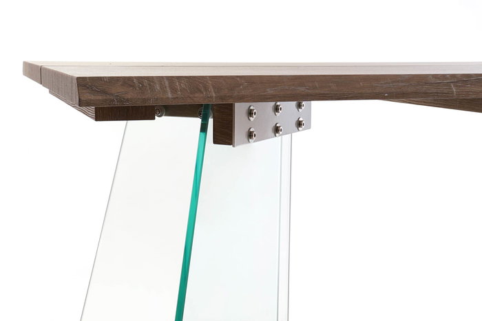 DKD Home Decor Mesa Comedor Scandi Marron y Transparente Cristal y MDF 90 x 76 x 180 cm