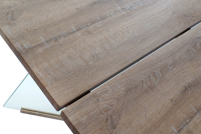 DKD Home Decor Mesa Comedor Scandi Marron y Transparente Cristal y MDF 90 x 76 x 180 cm