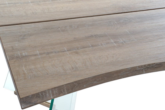 DKD Home Decor Mesa Comedor Scandi Marron y Transparente Cristal y MDF 90 x 76 x 180 cm