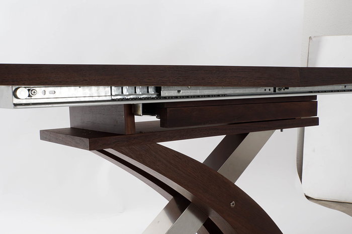 DKD Home Decor Mesa Extensible Marron Oscuro Plateado Acero MDF 90 x 77 x 160 cm