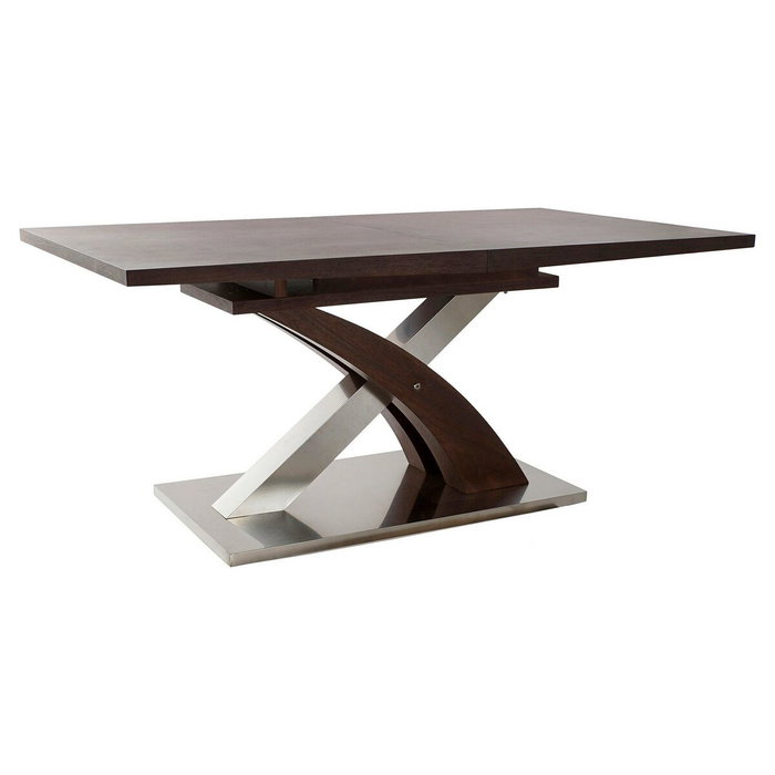 DKD Home Decor Mesa de Comedor Extensible 160x90x77 cm Marrón Oscuro y Plateado DKD Home Decor Mesa de Comedor Extensible 160x90x77 cm Marrón Oscuro y Plateado