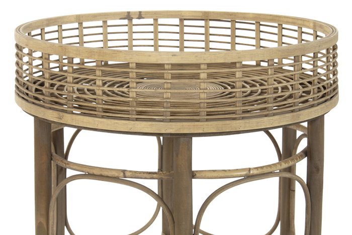 DKD Home Decor Mesita Auxiliar Balines Set de 2 Ratan Natural 61 x 64 x 61 cm